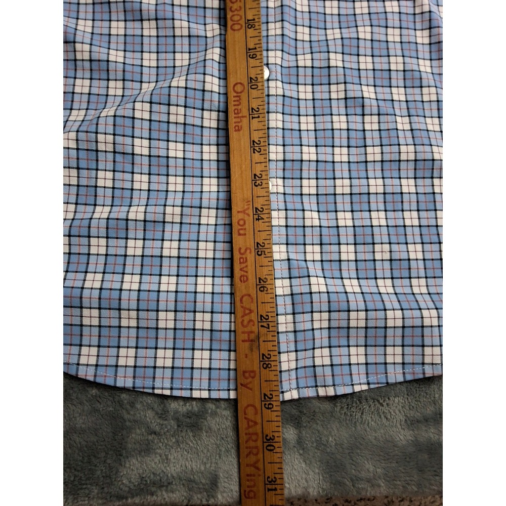 Mizzen+Main Lightweight Leeward Dress Shirt Mens XL Trim Blue Plaid Performance - Picture 10 of 11